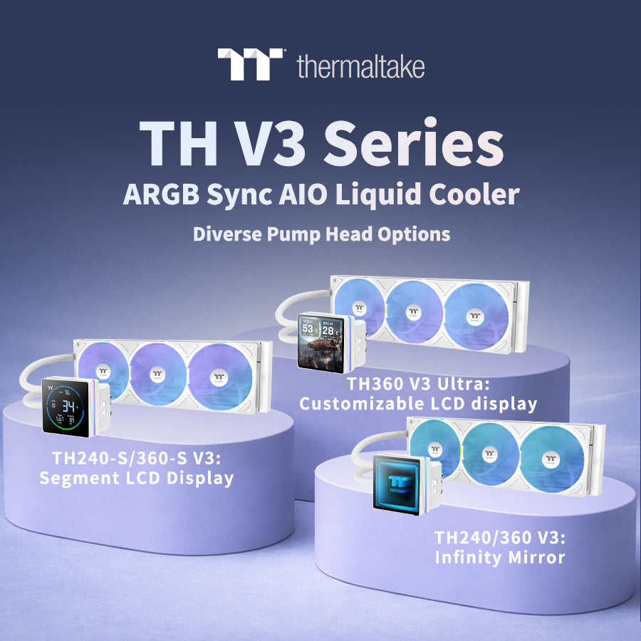 Thermaltake Launches TH V3 Series ARGB Sync AIO Liquid Coolers  Three Pump Head Options, One Clean Cooling Solution