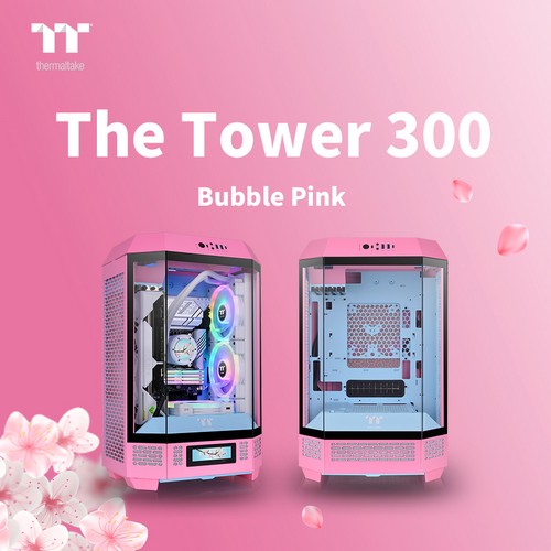 The Favored Thermaltake The Tower 300 Series Chassis Introduces a New Color in Bubble Pink