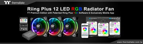 曜越TT Premium顶级版Riing Plus LED RGB水冷排风扇 12/14公分搭载Riing Plus RGB软件 1,680万色于COMPUTEX 2017绚丽登场