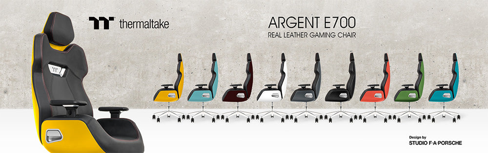 2022 Thermaltake Expo January Thermaltake Unveils New-colored ARGENT E700 Real Leather Gaming Chairs, Designed by Studio F. A. Porsche Turquoise, Sanga Yellow and Saddle Brown