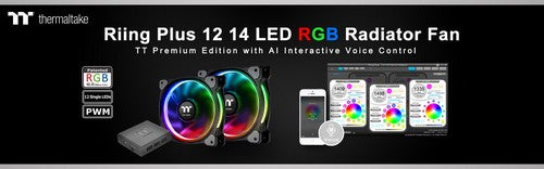 曜越Riing Plus RGB水冷排风扇TT Premium顶级版 全新功能AI人工智能科技交互式声控 水冷电竞计算机崭新散热科技‧CES 2018消费电子大展耀眼登场